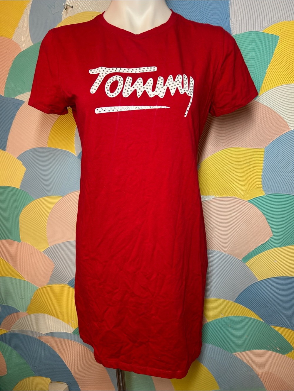 Tommy Hilfiger Script Red Tee Dress sz M